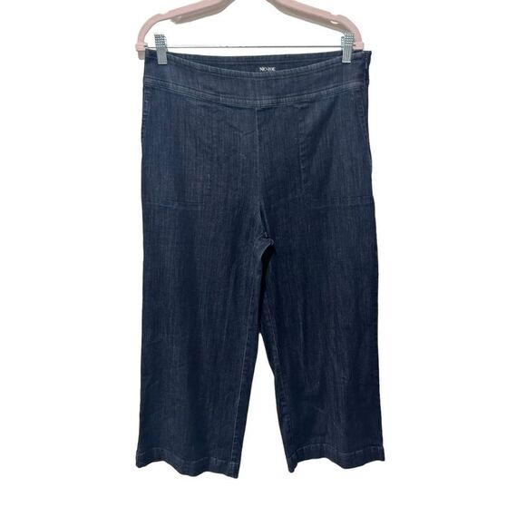 Nic+Zoe Flat Front Stretch Wide Leg Cropped Denim Pants Blue Dark Wash Size 12 - Picture 2 of 7